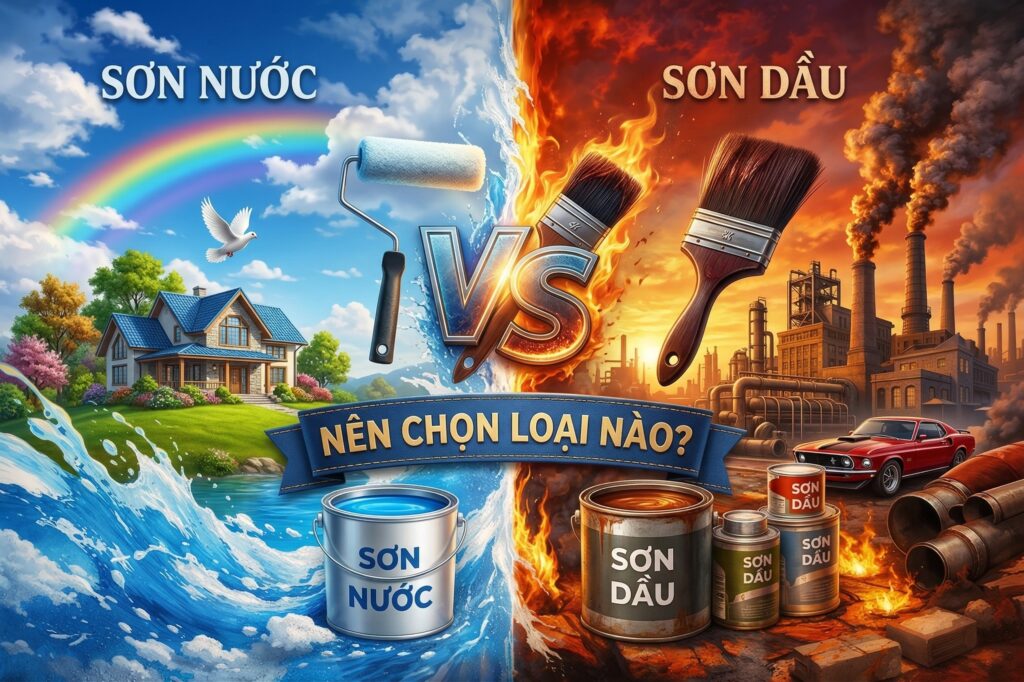 So sánh sơn nước với sơn dầu