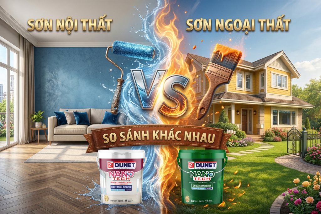 So sánh sơn nội thất và sơn ngoại thất