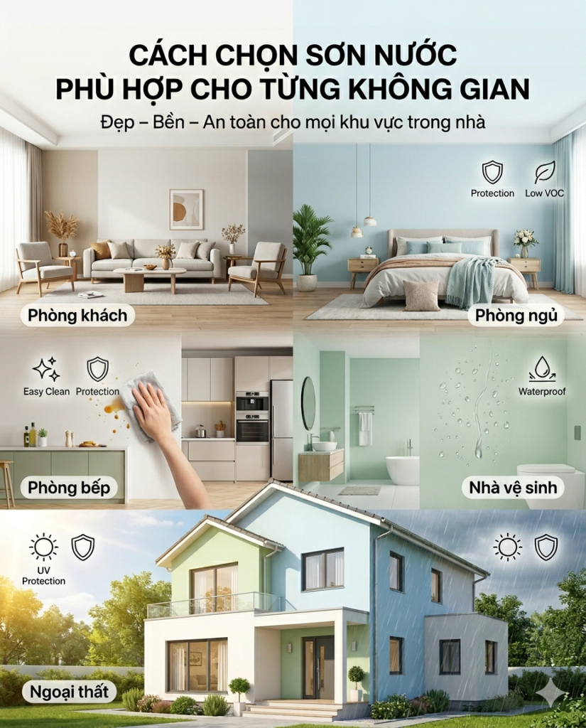 Cách chọn sơn nước cho từng khu vực
